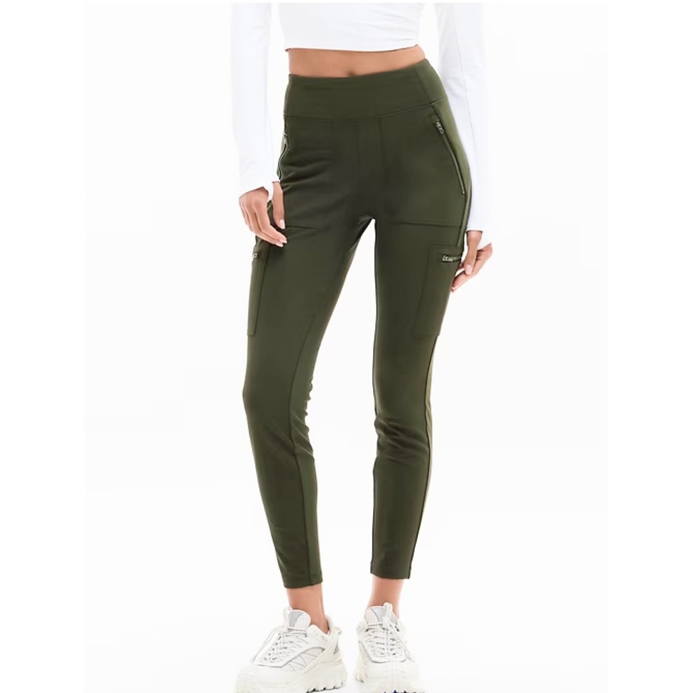 NEW Athleta Headlands Hybrid Cargo Tights Womens Size 12 Olive Athleisure Active